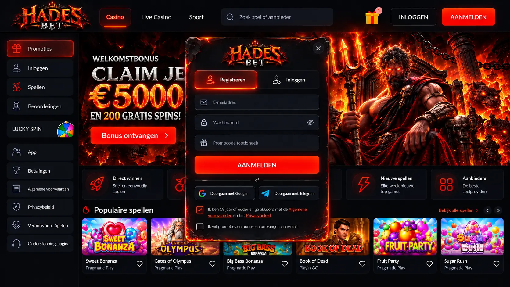 Hadesbet Online Casino Gids: Games, Live Casino en Bonus image 2